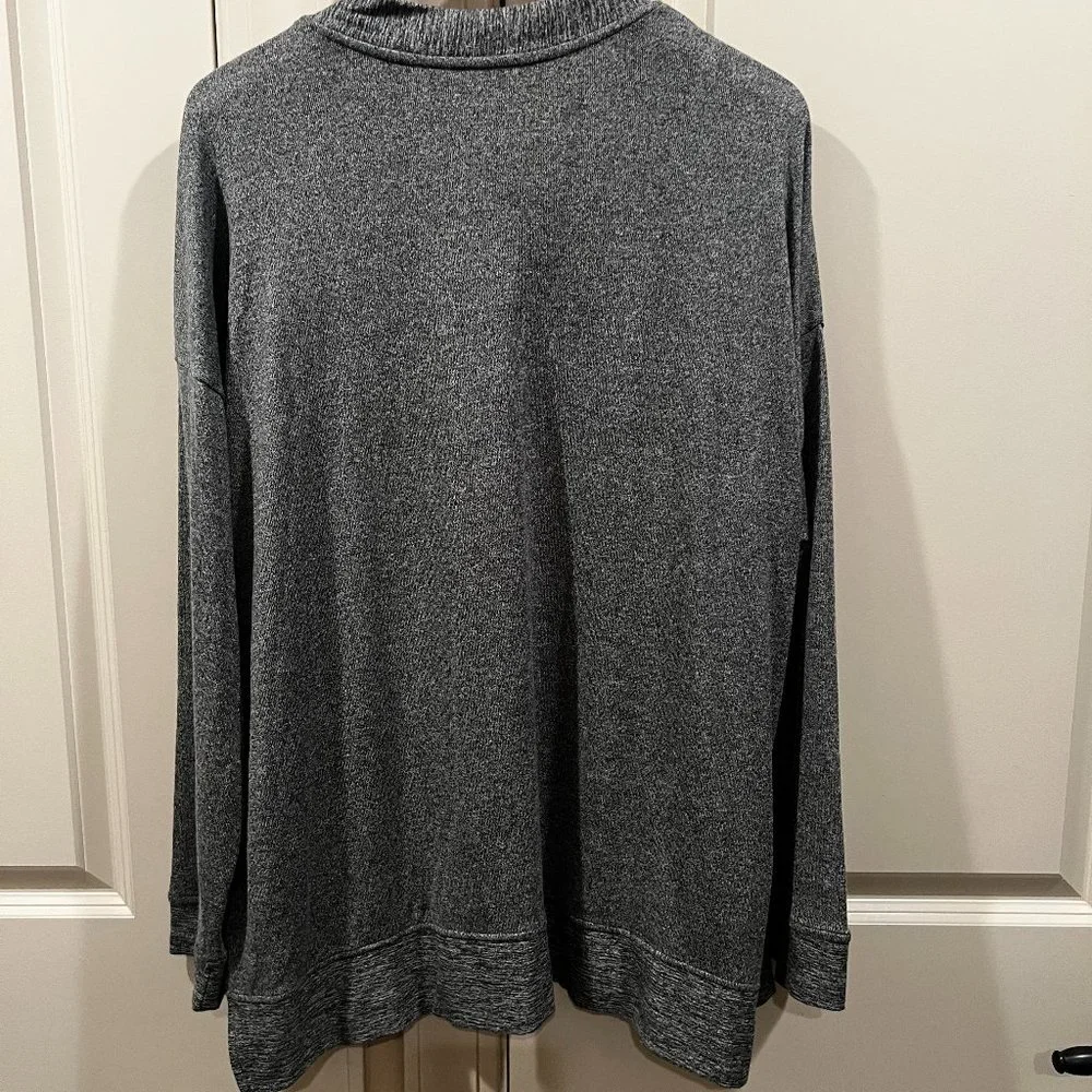 1X Cuddl Duds Lightweight Black Pepper Heather Open Front Cardigan Sweater - Picture 5 of 5